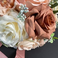 Wedding toss bouquet Cream and pink, dusty rose, peach bouquet with roses
