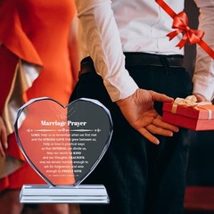 Wedding Gifts for Couples 2025, Marriage Prayer Plaque, Unique K9 Crystal with