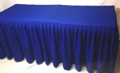 5′ ft. Fitted Polyester Double Pleated Table Skirt Cover w/Top Topper Royal Blue