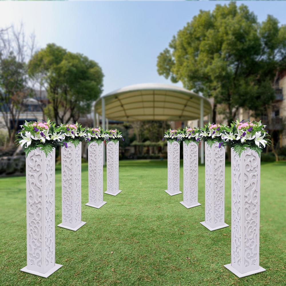 8Pcs Roman Pillars LED White Elegant Wedding Roman Decorative Column Set NEW