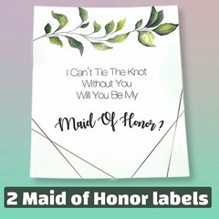 Bridesmaids Wine Labels Set of 16 Green Greenery Bridal Party Favors. I Can’t T