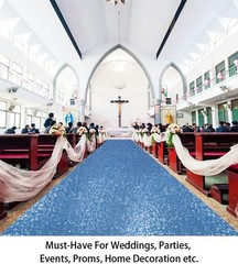 Blue Aisle Runner for Wedding 15FTx2FT Modern Baby Blue Glitter/Sequin Mesh F…