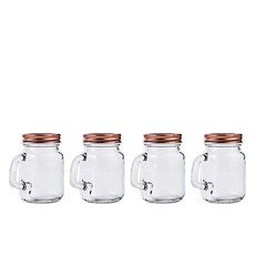 4 Clear Rose Gold 4 oz Glass Mason Mini Jars Lids Wedding Party Favor Holders