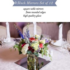90-0243 Silky Silk Square Mirror Candle Plate Set| Edges Mirror for Wedding