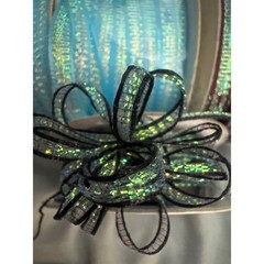 1/8″ 50 Yards Organza Iridescent Center with String Pull Ribbon Bow BLACK