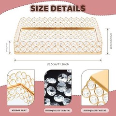 Pcs Metal Crystal Mirror Tray – 11.»x8.1″ Table Centerpieces Tray, Multi 2 Gold