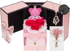 Preserved Eternal Rose With «I Love You» in 100 Languages Necklace