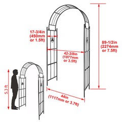 Garden Archway Arch Arbor Trellis Yard Decor Wedding Patio Structure Gate 89.5in