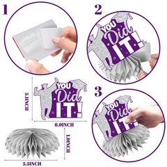 12pcs Graduation Table Decorations 2026, Purple and Silver