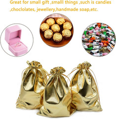 Pack of 100 3.54″X4.72″ Heavy Duty Gold Drawstring Organza Jewelry Pouches Weddi