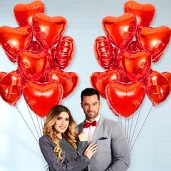 Red Heart Foil Balloons 18 Inch, 30PCS Valentines Heart Balloons Mylar, Heart