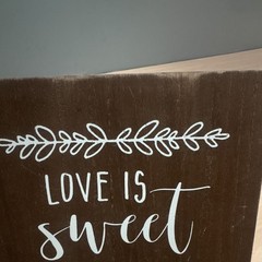 Rustic Wood Table Decor Brown White Modern Wedding Sign