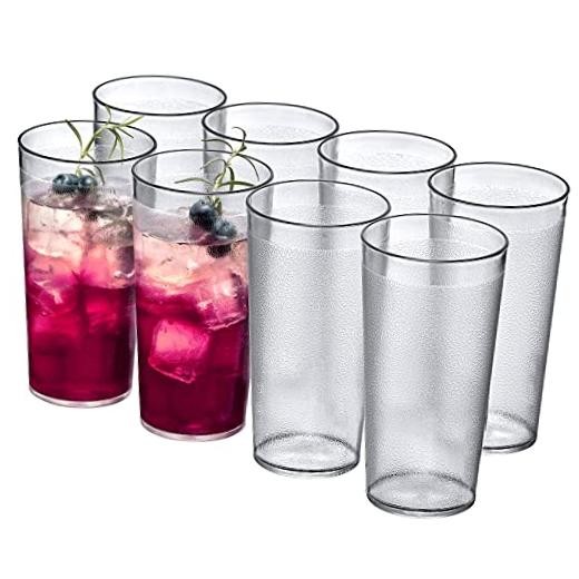 – Cafely – 16-Ounce Plastic Tumblers (Set of 8), Plastic All-Clear, 16 oz