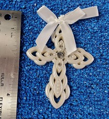 White Cross Ornament – Religious Wedding Baptism Communion
