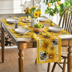 Sunflower Bee Flower Polka Dot Summer 12″ x 18″, Rectangular 4 Pcs Yellow