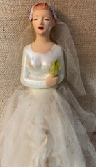 Vintage Chalk Ware? Bride Wedding Cake Topper UNIQUE Approx 11 inches tall
