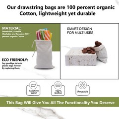 3″x4″ Cotton Single Drawstring Muslin Bags (Natural color)-100 count pack