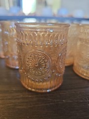 9 Piece Amber Gold Glass Primrose Votive Candle Holders 2.5”H x 2.5”W