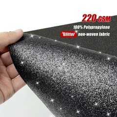 Glitter Black Carpet Runner 2.46X15ft 200GSM Non-Woven Fabric Hollywood Event
