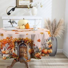 Fall Round Tablecloth 70 inches – Water Resistant Thanksgiving Table Cloth Pu…