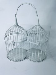 White metal Large Bird Cage Home Garden Wedding Table Country Shabby Cottage