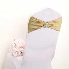 10 Champagne Metallic Spandex Chair Sashes Silver Buckles Wedding Decorations
