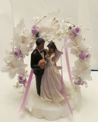Black Coat Wedding Cake Top with Lavender Flowers NEW 8″ Tall