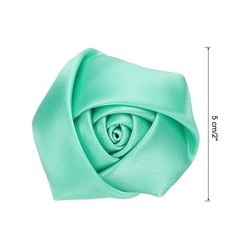 16 Pcs Ribbon Roses, 2 Inch Rose Artificial Fabric Flowers, Mint Green