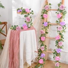6 FT Artificial Flower Garland Real Touch Fake Floral Rose Peony 1Pcs Pink