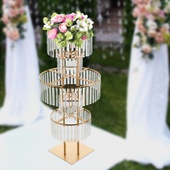 Tall Crystal Flower Vase Metal Flower Stand Wedding Decoration Bling Centerpiece