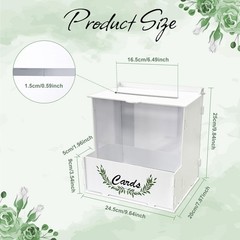 Wooden Wedding Card Box with Flower Trough, White Gift Card Box for Wedding w…