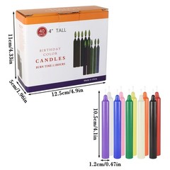 40 Pack Assorted Color Spell Chime Candles-4 Inch Mini 40Pack, Multicolor