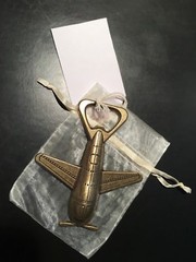 NEW Kate Aspen Airplane Bottle Openers 1 dozen party favors organza gift bags