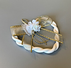 Romantic White Ceramic Heart 5.25″ Wedding Bridal Shower Decor Ornament