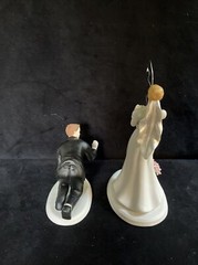 Weddingstar Caucasian Bride Fishing for Groom Cake Topper (Bride & Groom)