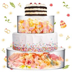 2 Pcs Clear Acrylic Cake Stands with LED Strings – Fillable Dessert Risers for P