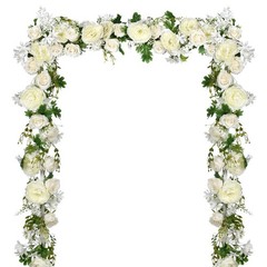 DearHouse 2Pack Artificial Peony Flower Garland – Silk 72 inches, White