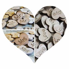 500 Wood Heart Table Confetti Combo Pack Wooden Hearts Mr Mrs Bride Groom Love