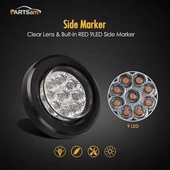 5x 2″ LED Marker Light Cab Panel Light 9 Diodes Sealed Round Clear/Red w