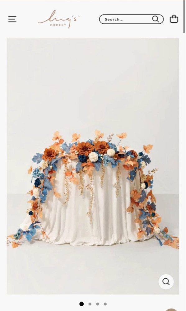 Lings Moments Wedding Flowers Set Russet Orange and Denim Blue