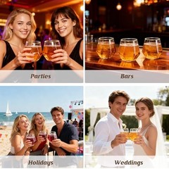 40 Pack 12oz Diamond Plastic Wine Glasses with Gold Rim, Disposable Stemless