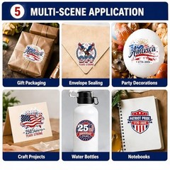 500 Pcs 4th of July Stickers Roll 1.5 Inch Patriotic Self Adhesive Labels 1776