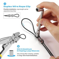 NEREUS String Light Hanging Kit with 250 Ft Vinyl Coated 304 Stainless Steel …