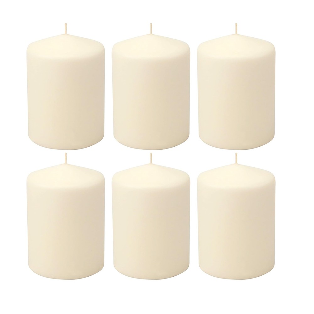Stonebriar Unscented Pillar Candles – 35 Hour Burn Time, 3″ x 4″, Ivory