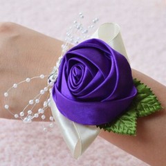 Hand Flower Bracelet Corsage Bridesmaid Wedding Prom Band Wrist Party Decor
