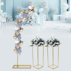 Ballon Arch Stand And 2 Wedding Flower Stands, Arch Backdrop Stand For Parties