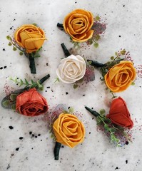 Bright Orange White Bridal Bouquet Sola Wood Bridesmaid Wedding Decor Flowers