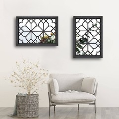 Wocred Set of 2 Rectangular Wall Mirror,Gorgeous Rustic Farmhouse Accent Mirr…
