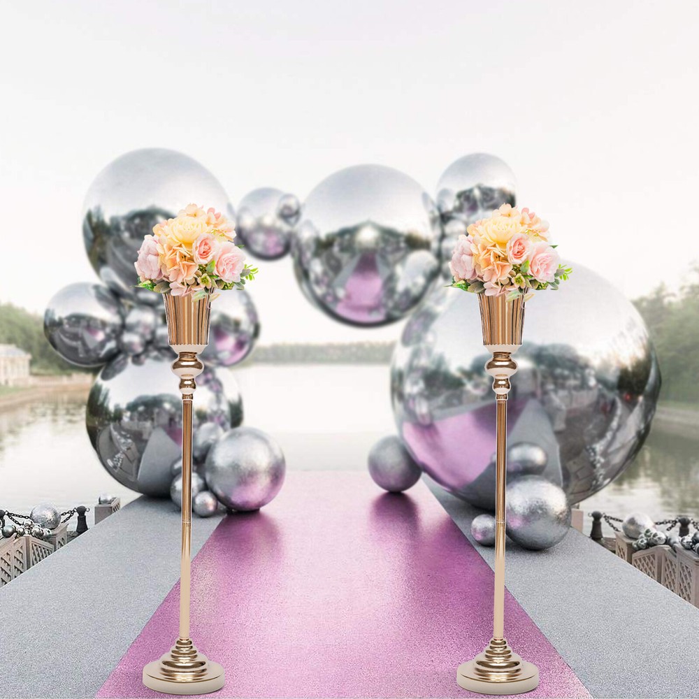 10Pcs Trumpet Vase Wedding Centerpiece Flower Stand Vintage Metal Flowers Decor