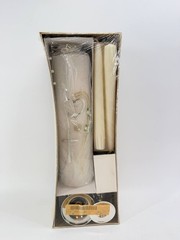 Emkay Wedding Unity Candle Set Silver Ring Cross White 4 Lb New in Box